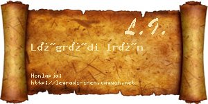 Légrádi Irén névjegykártya